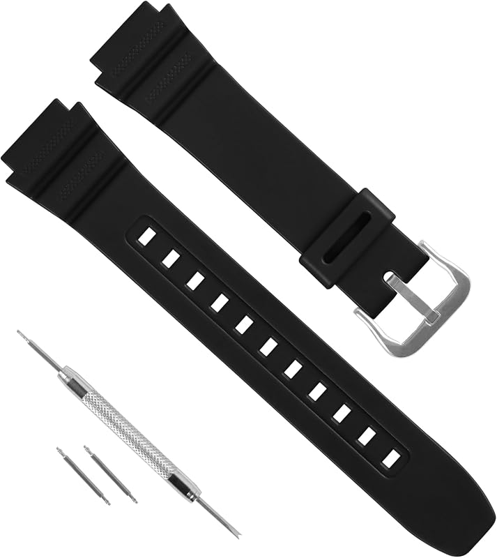 18mm Replacement Rubber Resin Watchband for Casio F-108 AE-1000W AE-1200 AE-1300 W-216 W218H W-219H W735H W800H SGW-300H, Soft PU Watch Strap for Casio Watch Strap