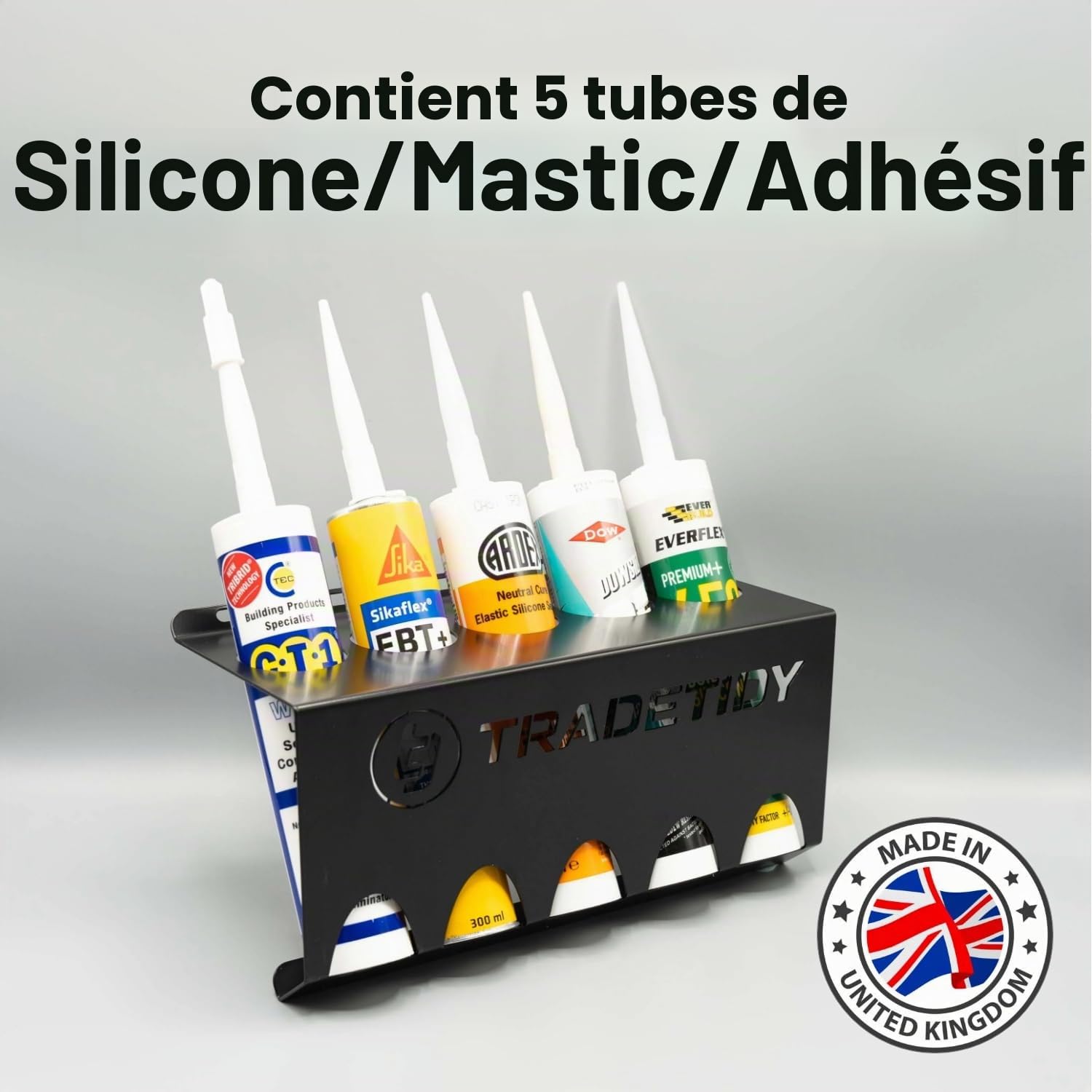 Tradetidy Support de stockage en silicone/mastic/adhésif, idéal pour camionnettes, garages, ateliers, construction en acier robuste, bords arrondis pour la sécurité, 310 mm (L) x 200 mm (H) x 110