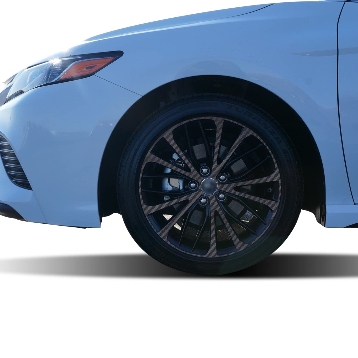 Wheel Rim Chrome Delete Blackout Precut Vinyl Wrap Overlay Kit Compatible with and Fits Camry Sport 2018 2019 2020 - Carbon Fiber Black