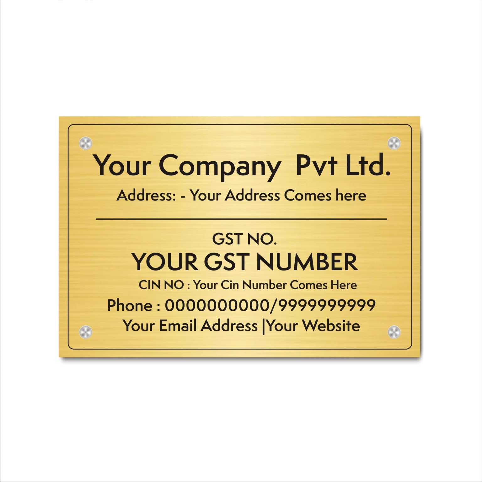 Custom Acrylic GST Name Plate for Office | Personalized Company Name & GSTIN Display | Mindcraftz | Acrylic Sign board Gold Colour 12x8 inches | 2 mm Thick | Pack of 1-image-37