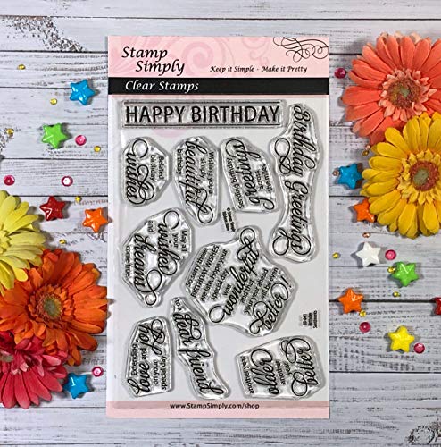Stamp Simply Clear Stamps Happy Birthday Sentiments Christian Religious 4X6 Inch Sheet - 10 Pieces #TOP2