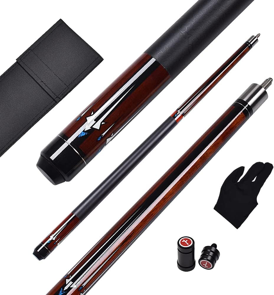 WAYMARK 58 inches Maple Shaft Billiard Cue 1/2 Piece PU Grip Pool Cue Stick (WBP-01)