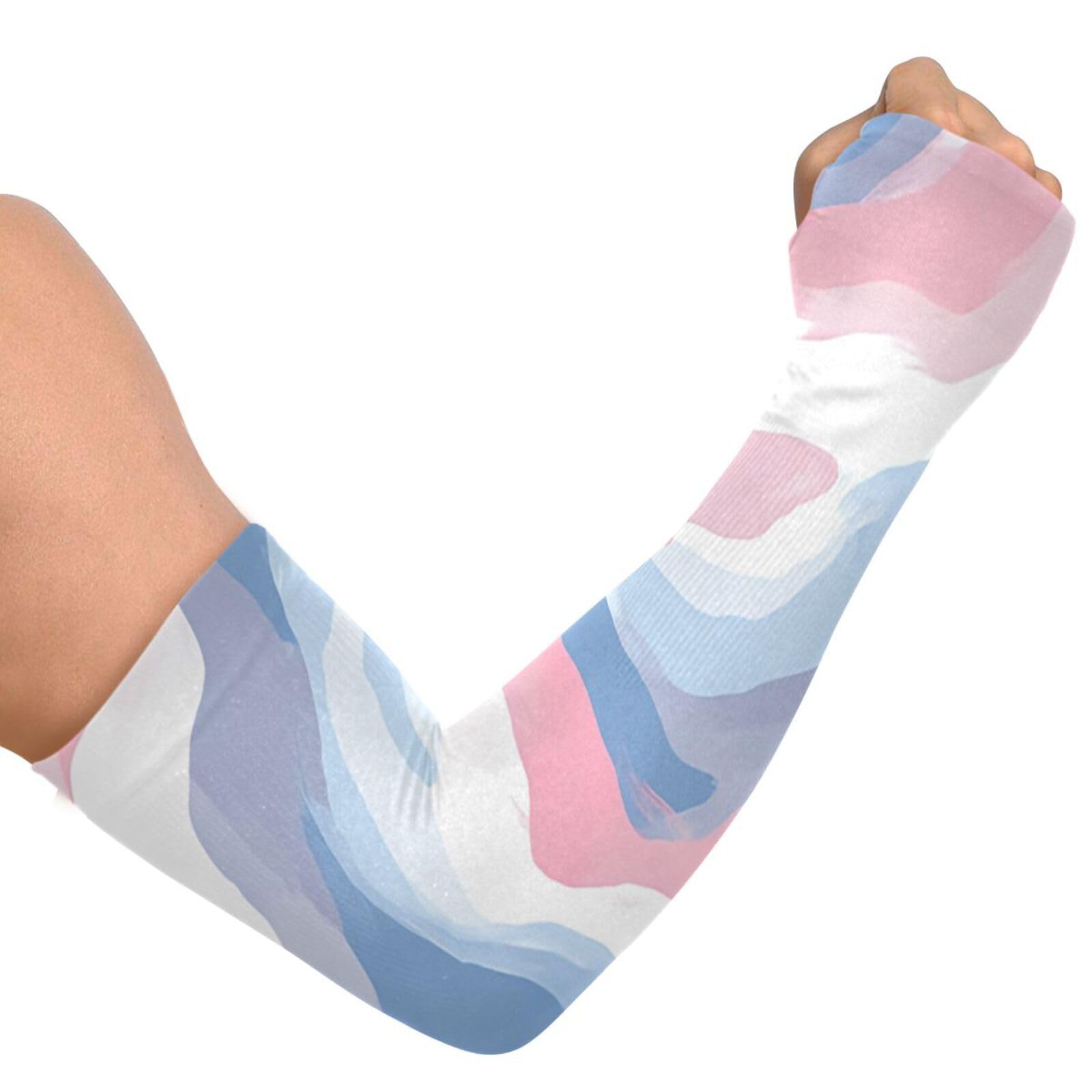 PaChyLuu Pastel Waves UV Sun Protection Arm Sleeves Cooling Compression Arm Sleeves with Thumb Hole for Men Women Golf Volleyball