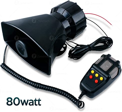 Amazon Co Jp Zone Tech 80w 車サイレン 大音量 電気ホーン サウンド Pa マイクシステム フーター 火災アラーム 救急車 交通緊急 Electronics