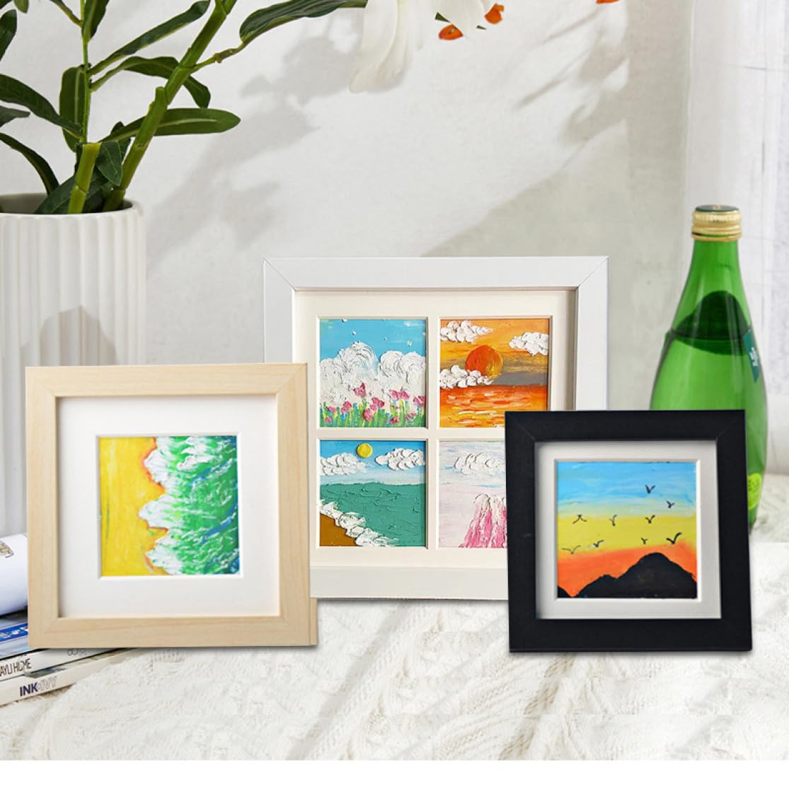 多色使い パステル画 木製フレーム 多色使い パステル画 木製フレーム 多色使い パステル画 木製