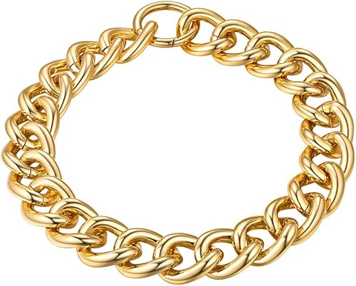 GoldChic JEWELRY - Collar de eslabones cubanos gruesos para mujer, gargantilla gruesa de oro de 14 quilates, cadena cubana Hip Hop Miami, regalo de
