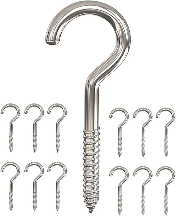 CLLink 12Pcs Screwin Hook SelfTapping Screw Hooks Open Eye Hooks