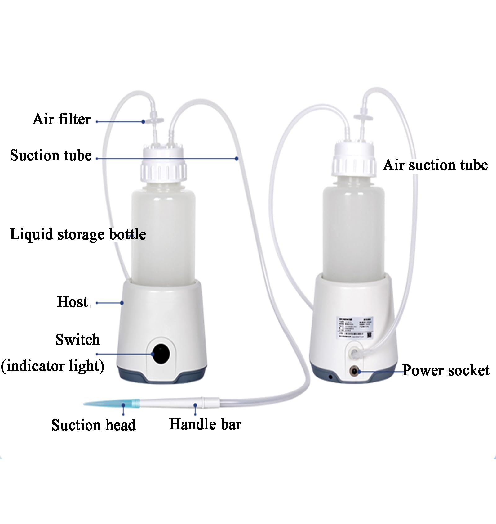 Bomba de vacío de diafragma, Mini reciclador portátil de líquidos residuales de Laboratorio, con Cabezal de aspiración/2 filtros de Aire, tasa de aspiración de líquido de 1,6 L/min, vacío má