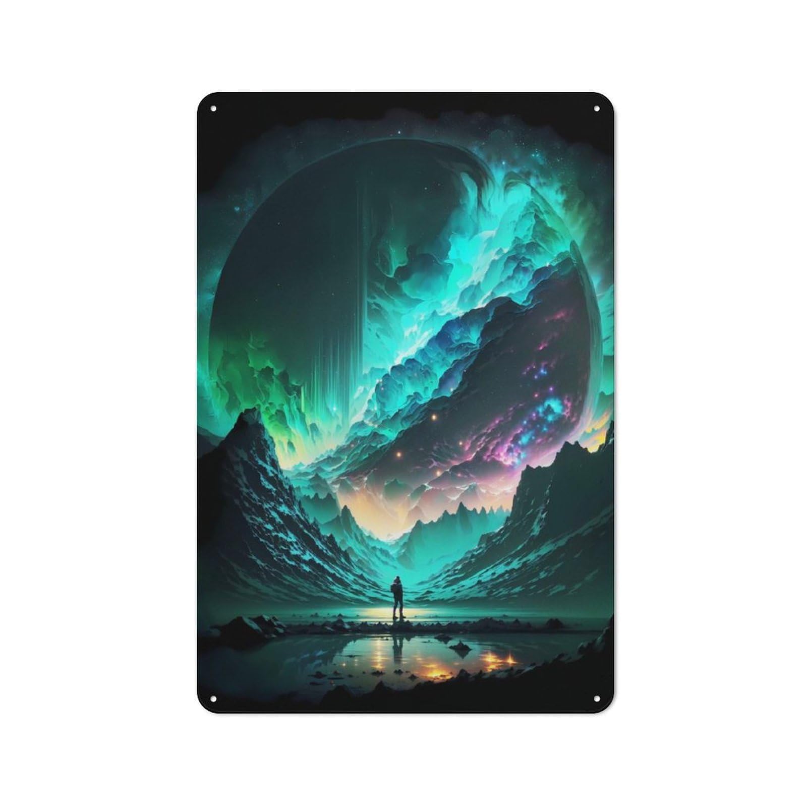 Loft Style Metal Wall Sign 30x20cm Featuring Galactic Traveler, Studio Wall Art for Loft, Studio, Office Or Creative Room