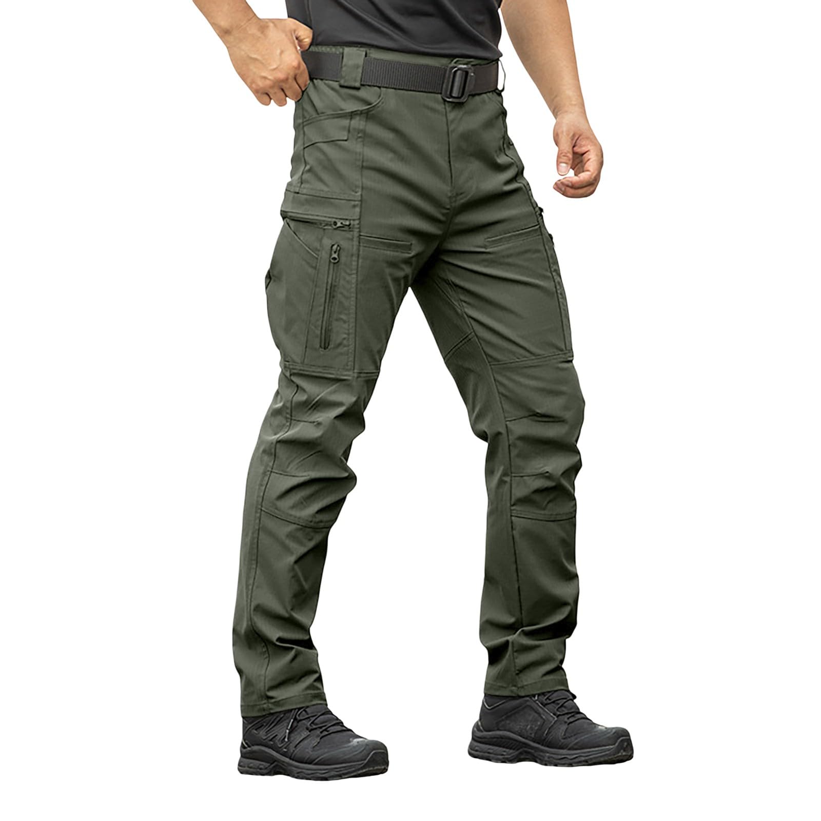 Pantaloni da lavoro da uomo, robusti, con tasche con chiusura lampo | Pantaloni da lavoro impermeabili, ad asciugatura rapida, per attività all'aperto, trekking, tempo libero, jogging, funzionali