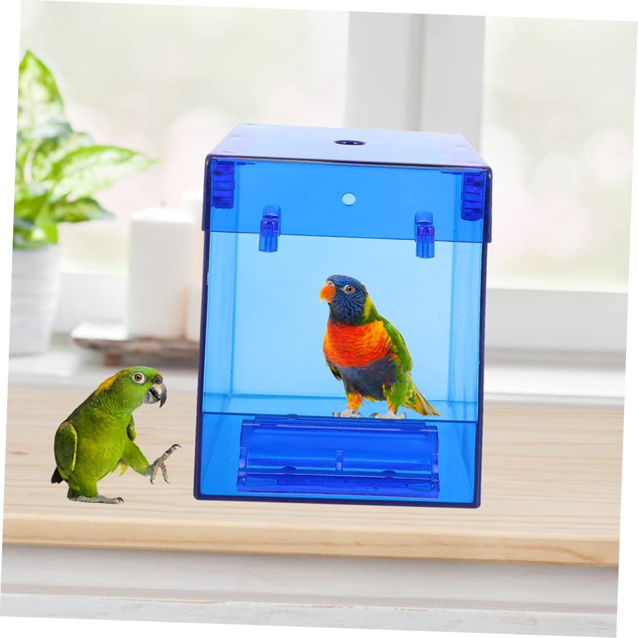 Toddmomy Box Parrot Bath Box Shower Bird Bath for Cage Birds Hanging Bird Bath Bird Tub Bathtub Parakeets Outdoor Bird Bath Bird Baths Indoor Pet Container Budgie Bath Acrylic Blue