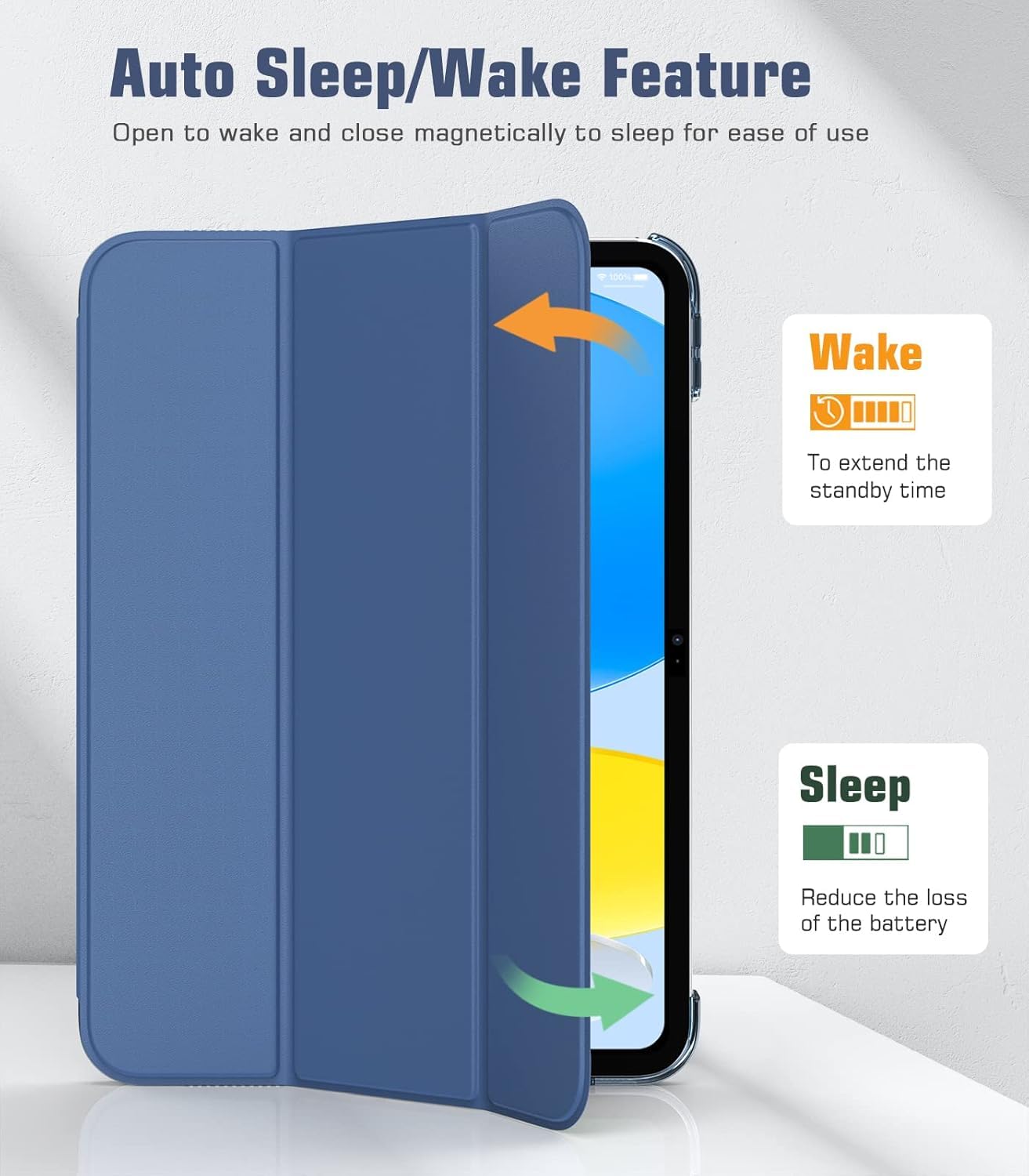 TiMOVO Cover Custodia Compatibile con iPad (A16) 11 Generazione 11 Pollici 2025/iPad 10 Generazione 10,9" 2022, Retro in PC Rigido Semi-Trasparente, Auto Sveglia/Sonno, Blu Abisso