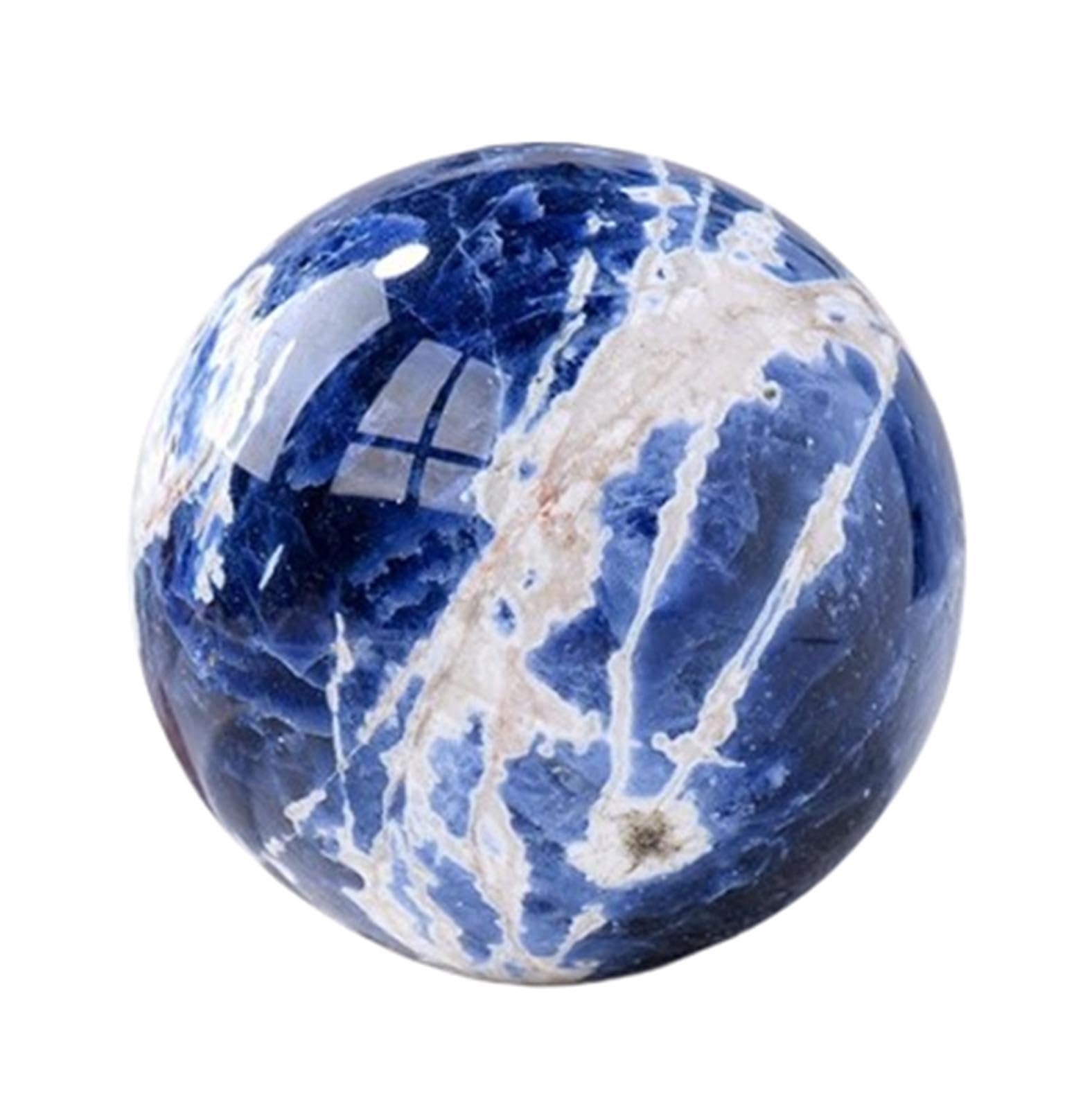 BJXKHFPIV Decor Gift Blue Sodalite Ball Divination Sphere with Wood Stand Home Decorative Ball Crystals Sphere for Feng Shui Collectible Stone,6.5-7cm