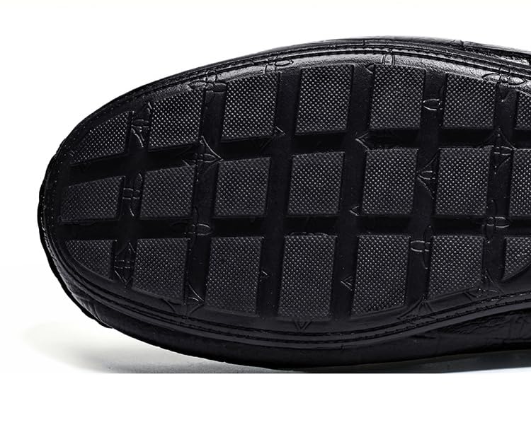 Men's Genuine Leather Loafers Slip-On Driving Moccasins Soft Comfortable Casual Dress Shoes Black Lightweight4