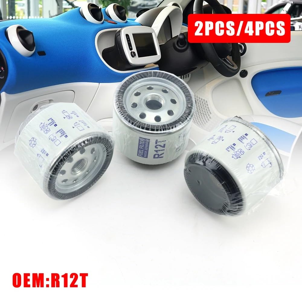 Filtro De Diésel para Coche, 2 Piezas/4 Piezas, Elemento De Filtro De Combustible R12T, Elemento Separador De Agua, Compatible con S3240 120As 120At Npt Zg1/4-19 Ymh2E114-00-00.