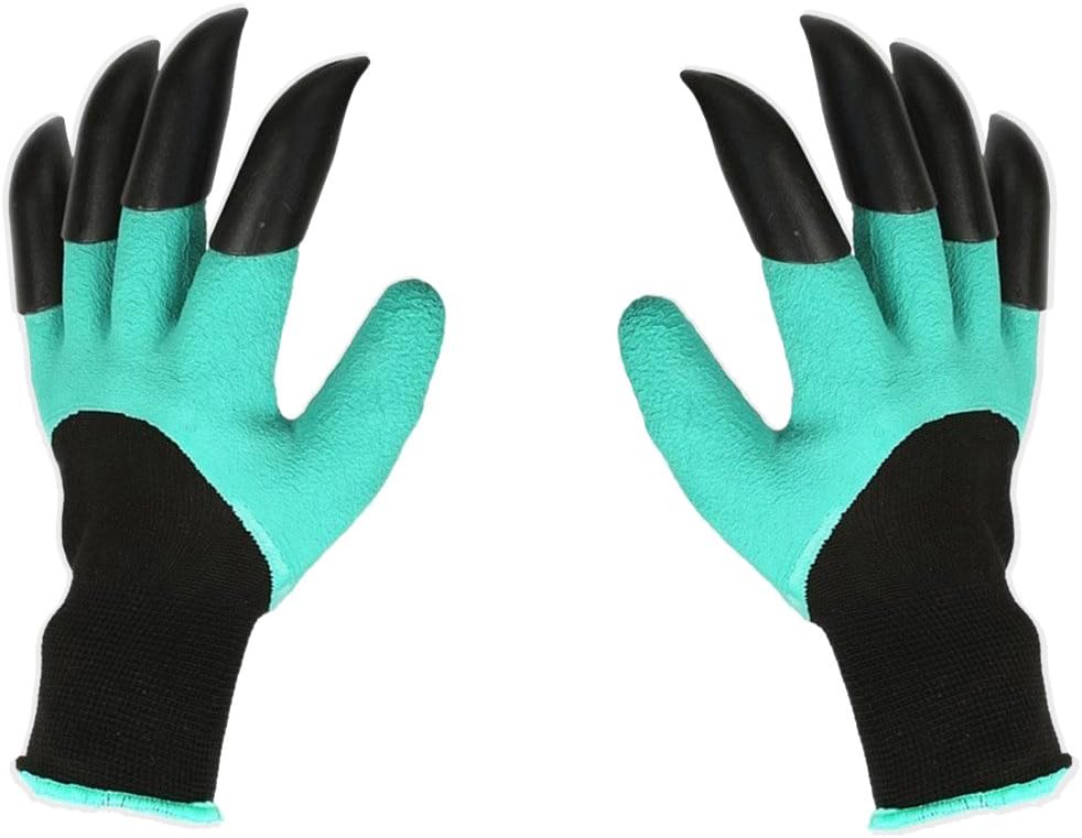 NNRT Garden Gloves With Claws, Great for Digging Weeding Seeding poking -Safe for Rose Pruning –Best Gardening Tool -Best Gift for Gardeners (Double Claw)