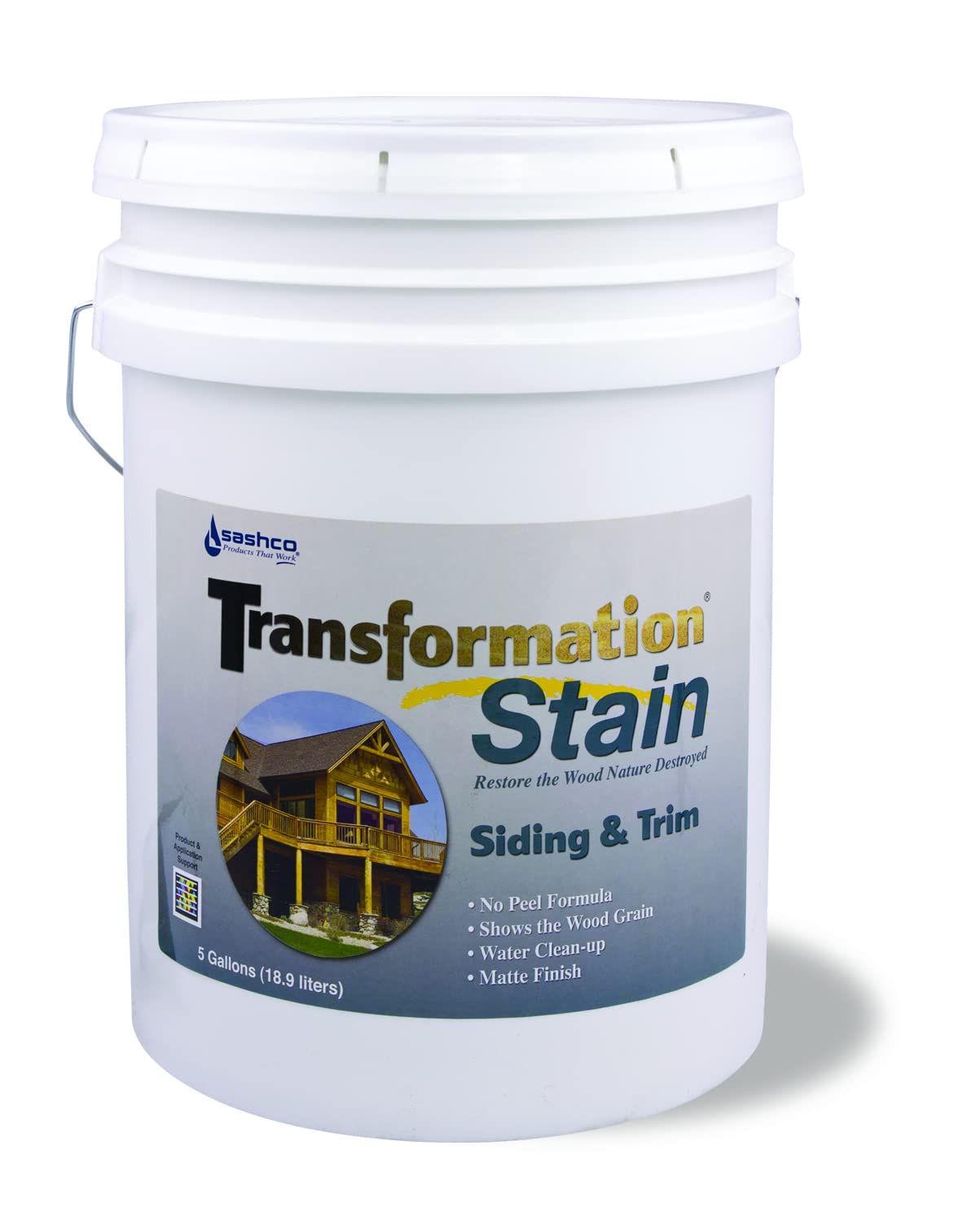 Sashco Transformation Siding and Trim Stain, 5 Gallon Pail, Pecan (Pack of 1)