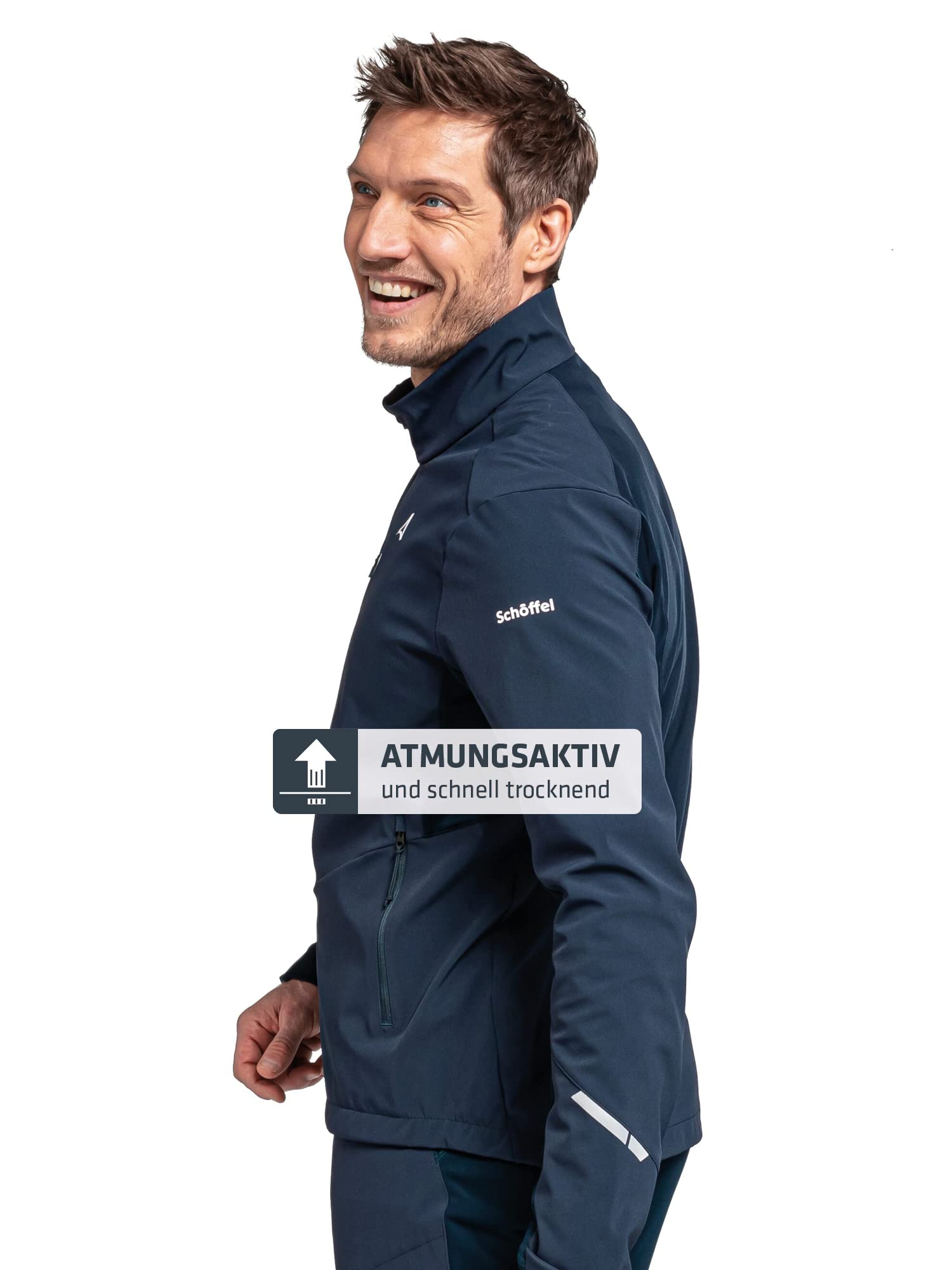 Schöffel Herren Softshell Jacket Rinnen M, wind- und wasserabweisende Winter Wanderjacke mit Body Mapping Technologie, atmungsaktive Outdoorjacke für Wintersport