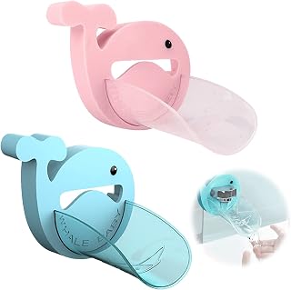 Runup 2 Pieces Faucet Extenders for Kids, Whale Shape Faucet Accessories for Toddlers, PET Faucet Extenders, Kids Faucet Extenders for Kitchen, Bathroom and Sink