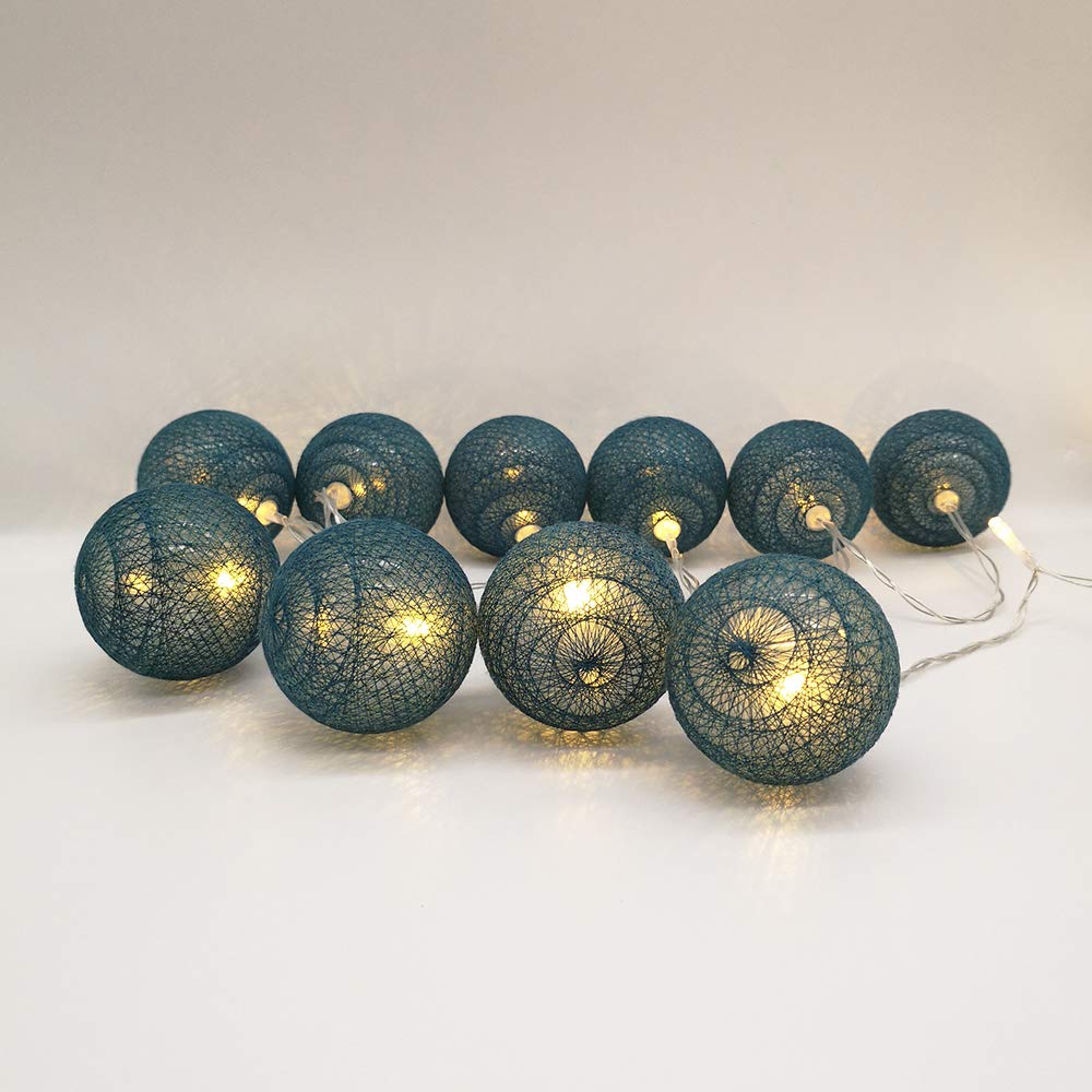 Cotton Ball LED String Lights 10pcs, DOTBUY Battery Operated Fairy Lights for Party Halloween Easter Outdoor Indoor Decor Garlands Create Atmosphere (Fairy Blue,1.8M/10LED)