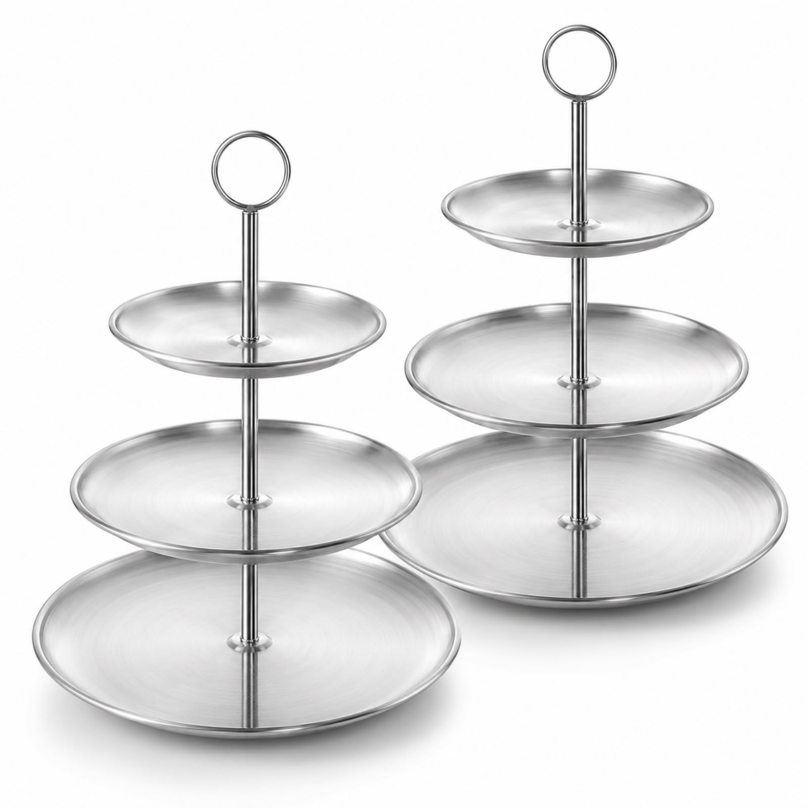 Photo 1 of YOUNTHYE 2 Pack Silver Cupcake Stand, 3 Tier Stainless Steel Tiered Serving Tray, Dessert Display Stand for Cupcakes, Cookies, Fruit, Wedding, Birthday, Tea Party and Holiday Table