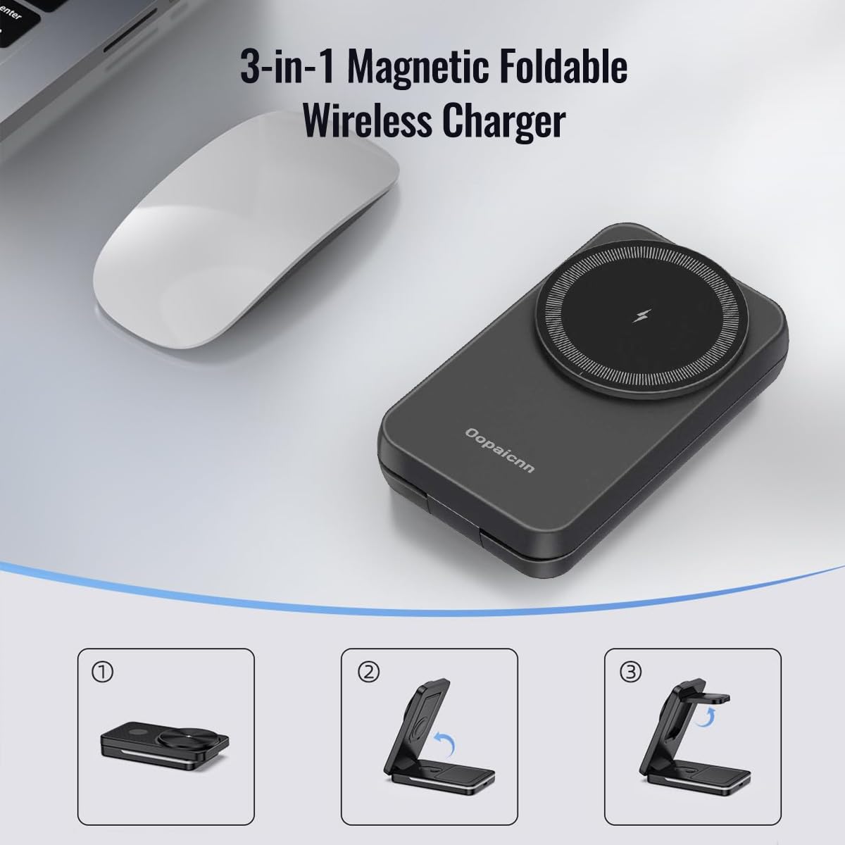 Chargeur sans fil pliable pour Samsung, station de charge rapide sans fil 3 en 1 pour Samsung Galaxy S25 Ultra S24/S23/S22/S21/Note 20/Z Flip/Fold 6/5, Galaxy Watch Ultra/7/6/5 Pro, Galaxy Buds