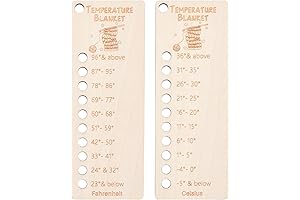 BENECREAT 2Pcs Wood Temperature Blanket Reusable Color Chart, Wool Shade Organiser Card...