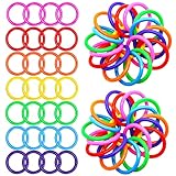QUMENEY 100PCS Multi-Color Plastic Loose-Leaf Ring, Flexible Notebook Binder Rings, DIY Tools for Keychain, Scrapbook, Index Cards, Book, Accessories and Document Stack (7 Colors, 28mm/1.1inch)