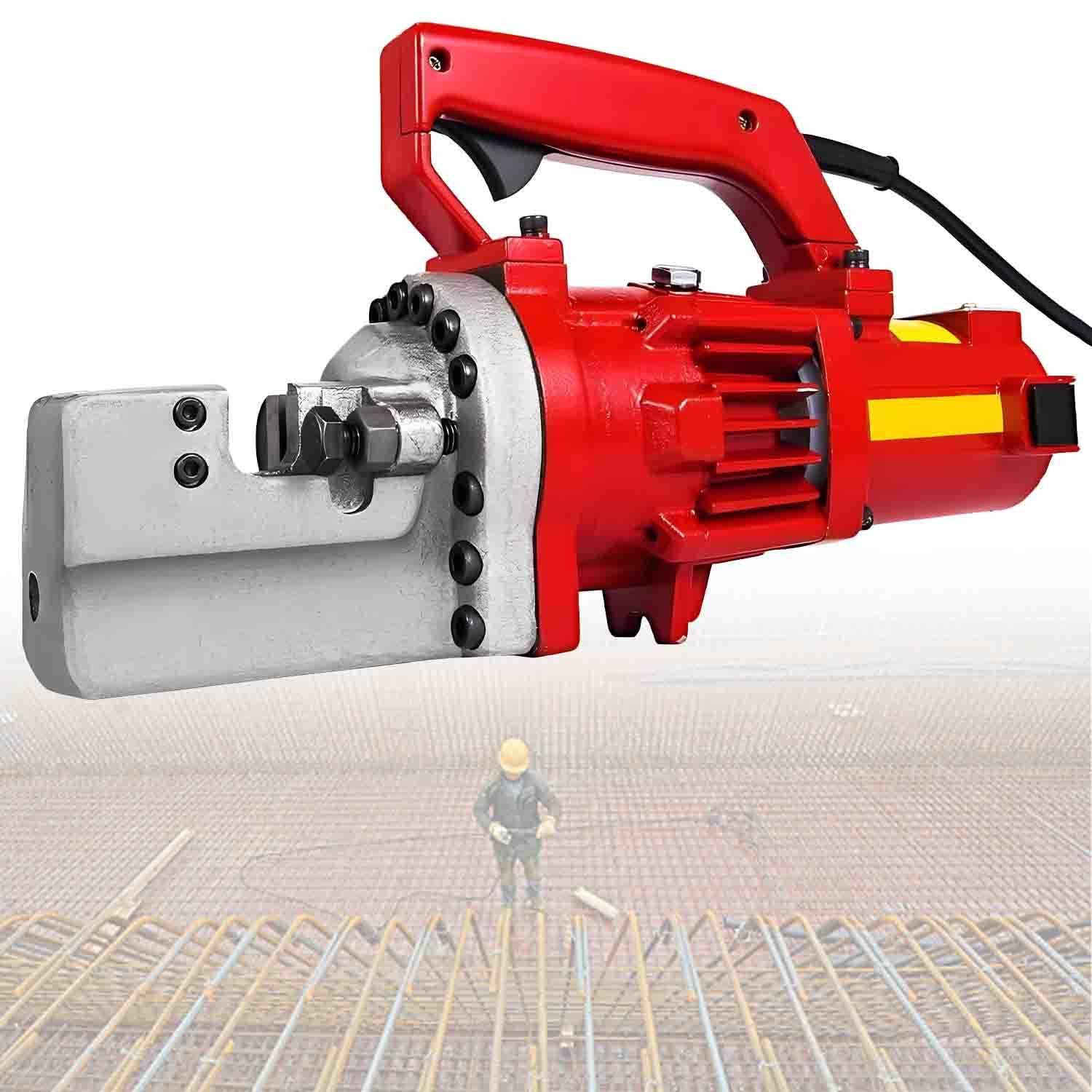 UORDBY Hydraulic Electric Rebar Cutter, 1250W Electric Hydraulic Bolt Cutter, for 4-20MM Steel Bars,Cutting Speed: 3-3.5s, for Railway and Housing Construction Red