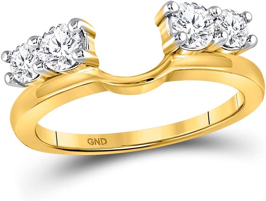 14kt Yellow Gold Womens Round Diamond Solitaire Enhancer Wedding Band 3/4 Cttw