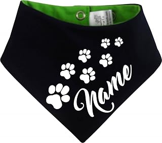 beidseitiges Multicolor Hunde Wende- Halstuch (Fb: Navy-Lime) (Gr.3 - HU 36-44 cm) mit dem Namen Ihres Tieres