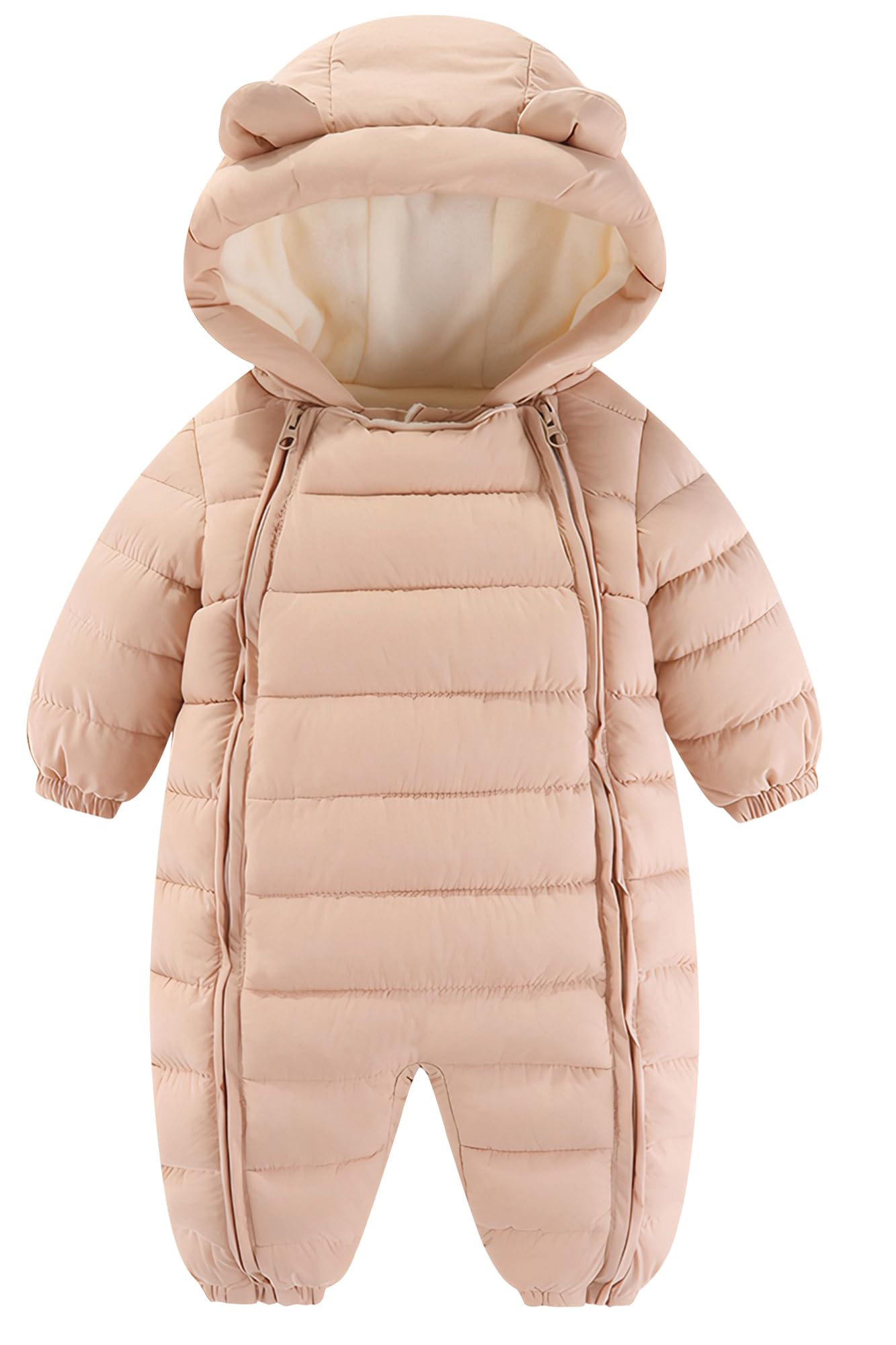 Maeau Combinaison de Neige Ski Bébé Nouveau Né Fleece Manteau à Capuche Bébé Garçon Fille Body Barboteuse Hiver 0-24 mois Snowsuit avec Double Fermeture Éclair Grenouillère Chaud Bébé Fille Garçon