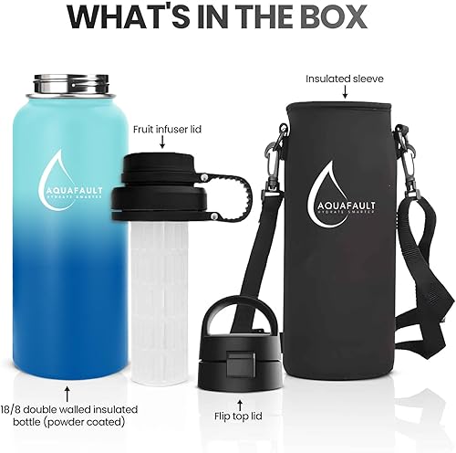 Miniatura 2 de Botella de agua con infusor de frutas de acero inoxidable de 32 onzas, sin BPA, a prueba de fugas, fácil de limpiar, botella deportiva reutilizable