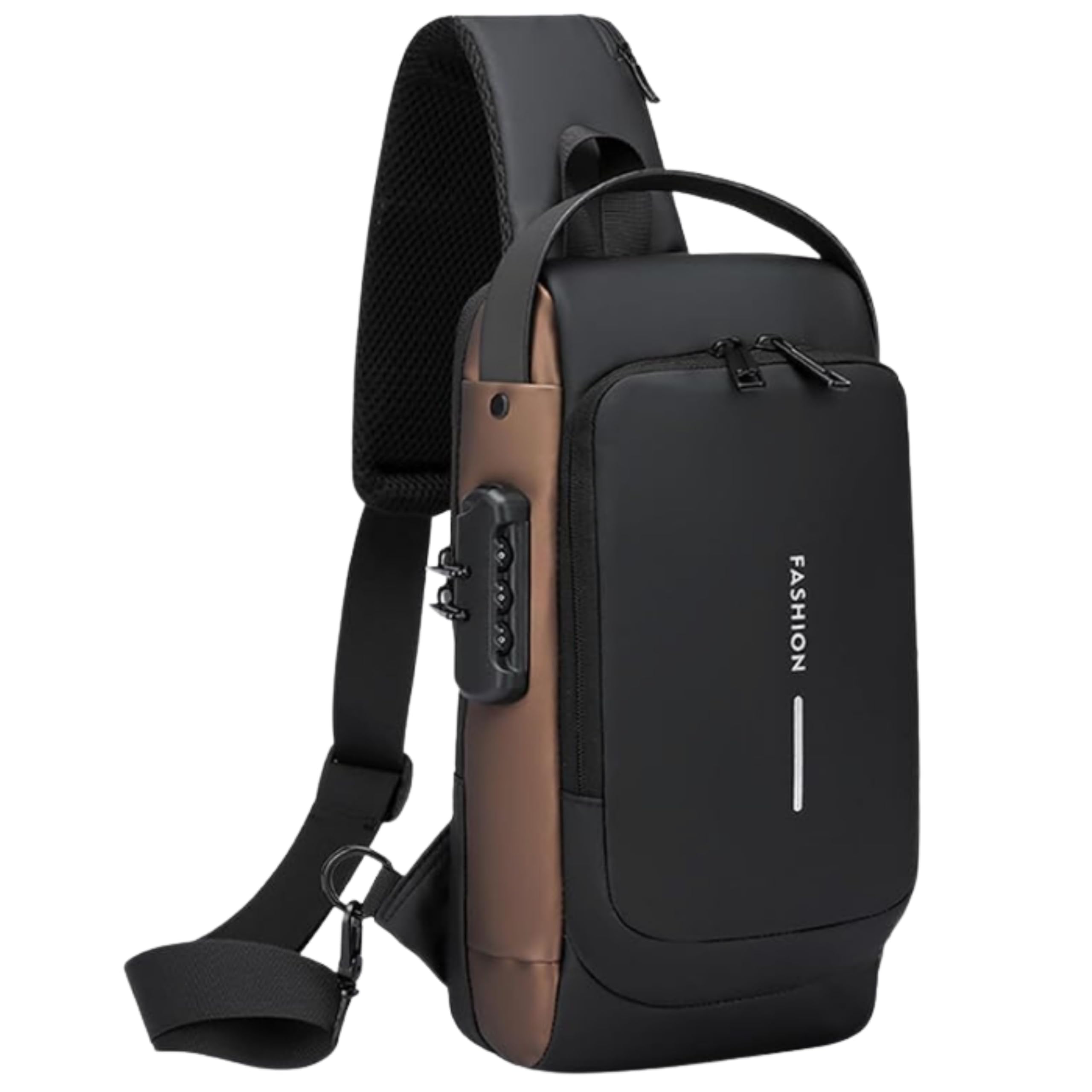 NEW GOLDEN STORE Waterproof Polyester,(Blue Gold) Slim Unisex Crossbody Sling Bag Chest Backpack Men's Shoulder Bag, Leisure Travel Handbag, Hard Shell Anti-Theft Chest Bag-image-43