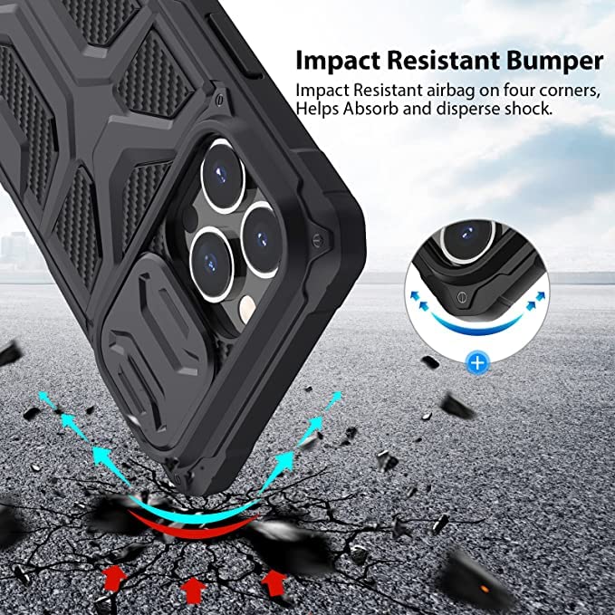 Image of Nillkin for iPhone 14 Case & iPhone 13 Case with Camera Cover [Military Grade Drop Tested] Shockproof Protective Case with Slide Camera Lens Protection 6.1 inch, Black