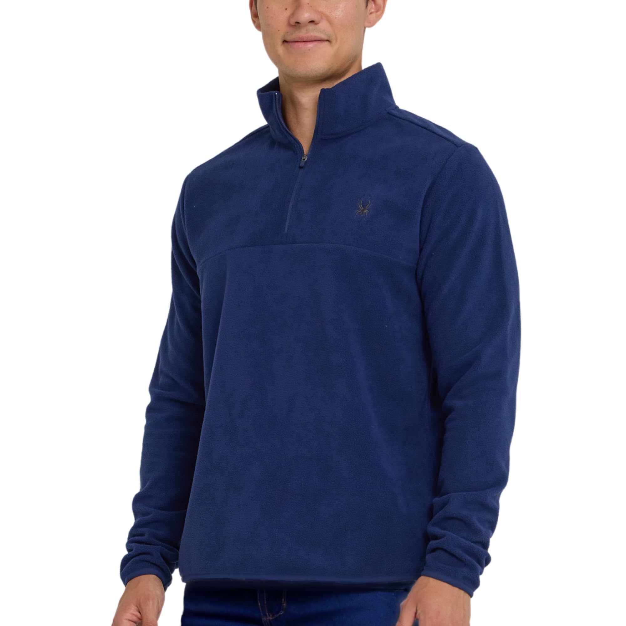 Spyder Fleece Quarter Zip Pullover Men – Polar Fleece Lightweight Athletic Sweater, Warm 1/4 Zipper Jacket, Mock Neck Navy