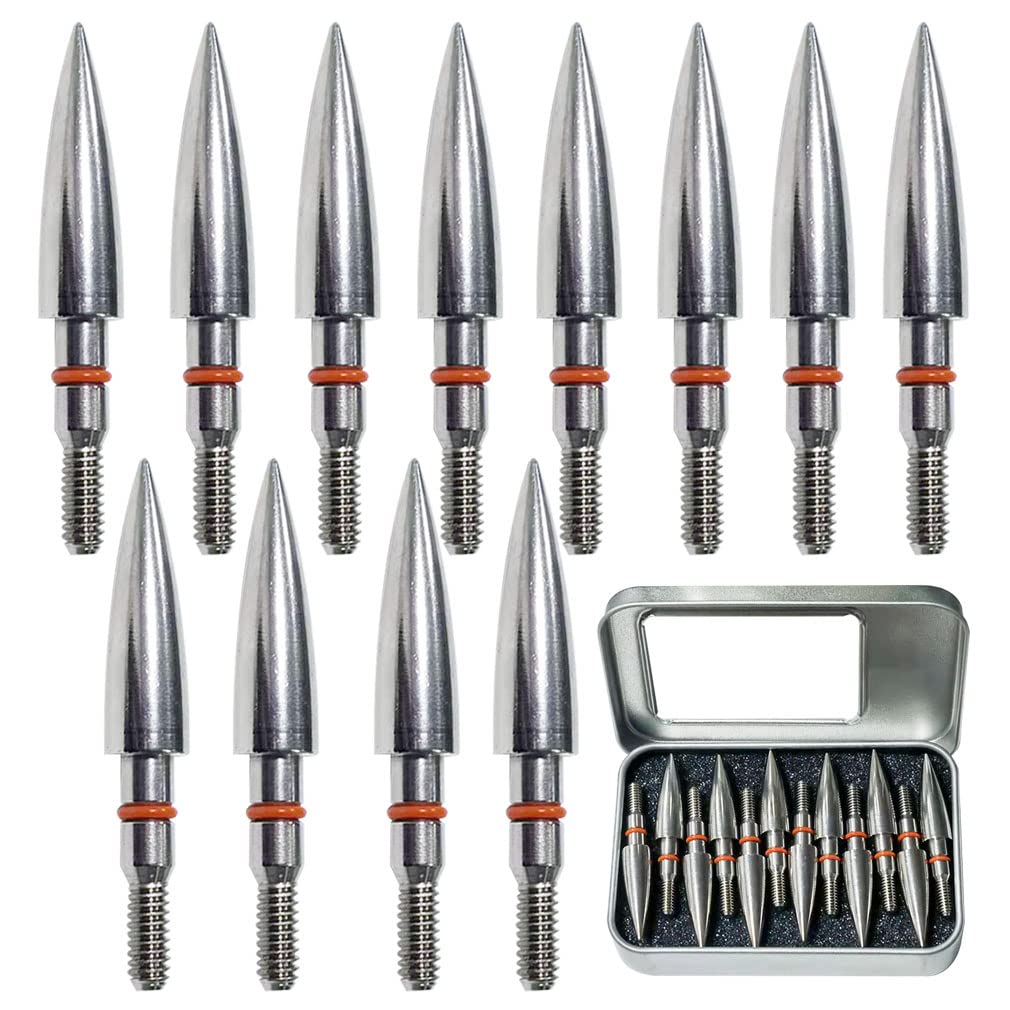 100/125/150/200/300 Grains Archery Field Points Practice Field Tips, Archery Target Practice Hunting Arrow Tip for Recurve, Compound Bow Crossbow, Stainless Steel Screw in Broadheads