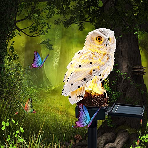 Wovatech Hibou solaire lumières jardin extérieur - lampe de pelouse hibou LED étanche - lumière créative de paysage de nuit pour patio, cour, décoration de fête