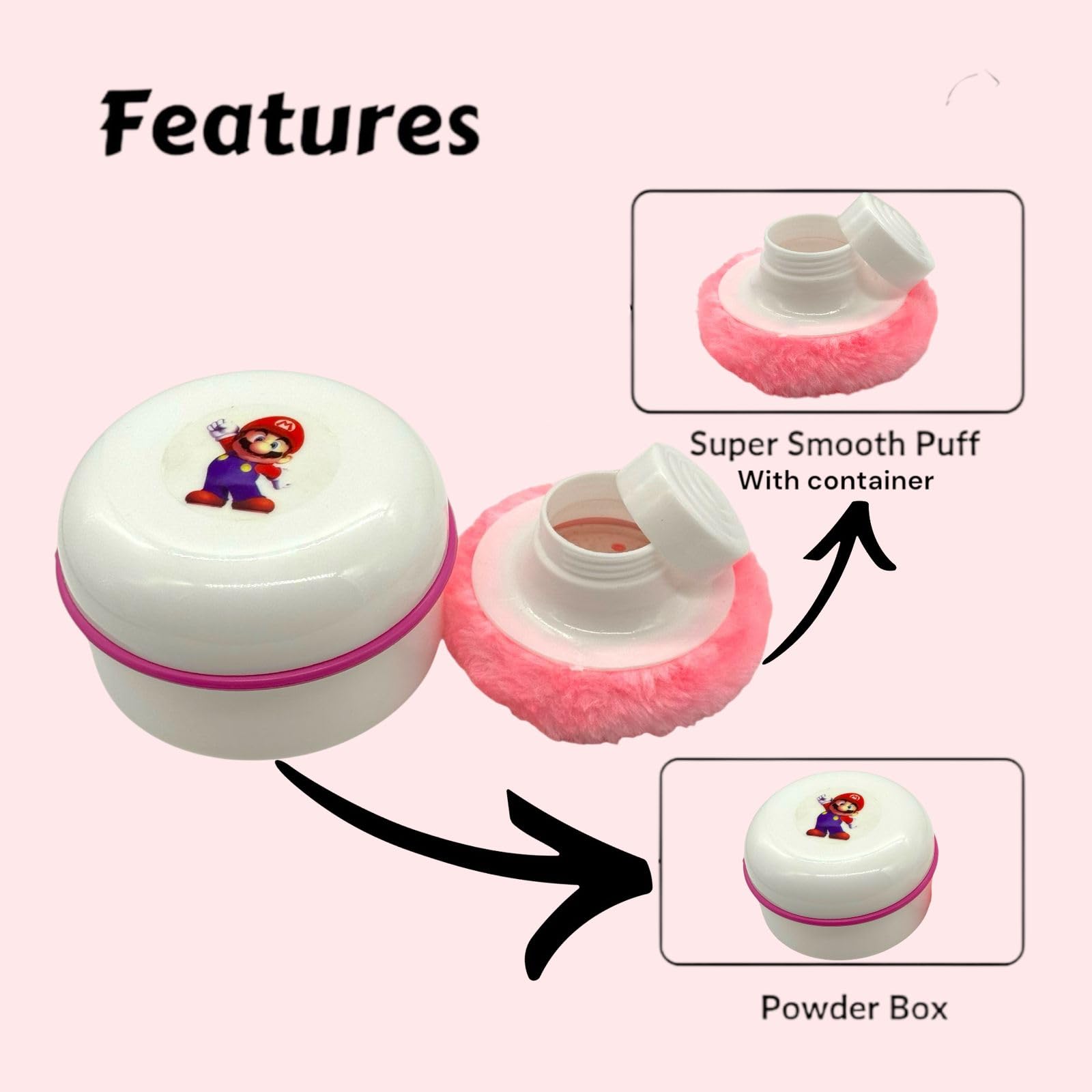 VIRTI MINI ME Kids Cartoon Character Powder puff case, White Round Storage Containers | Easy Grip & Travel Friendly (Any One) (Multicolor) 2