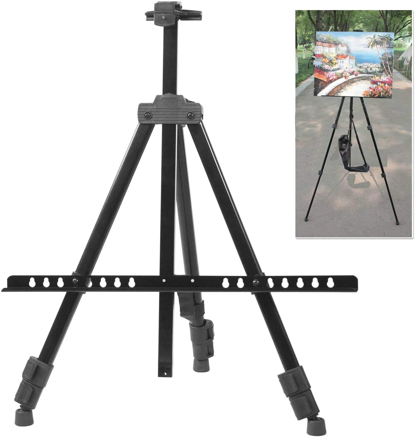 Cavalletto Da Pittura Pieghevole 169 Cm - Treppiede, Nero, Per Artisti, Poster, Matrimoni - Foto 2