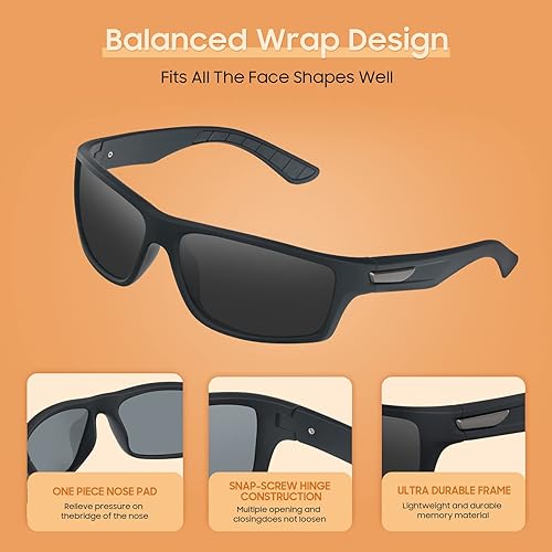 Miniatura 5 de Gafas de sol deportivas polarizadas para hombres y mujeres, para béisbol, ciclismo, conducción, pesca, golf, con protección UV400