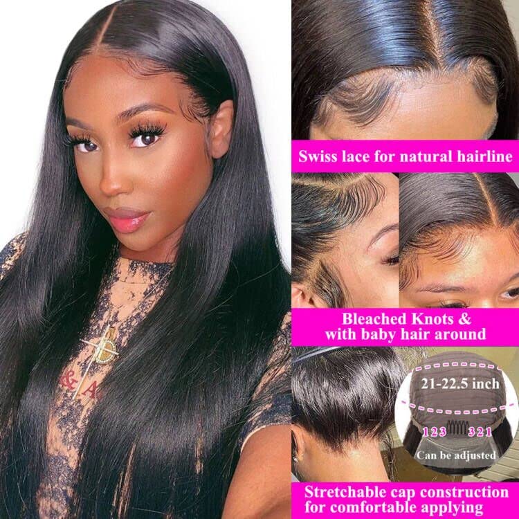 Miniatura 2 de Pelucas de cabello humano con encaje frontal 360, pelucas de cabello humano con encaje frontal HD, predepiladas con abuelitos, densidad del 180 %,