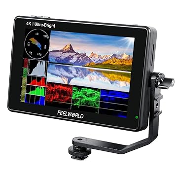 FEELWORLD LUT7S 7 Inch 2200nit Ultra Bright SDI Touch Screen DSLR Camera Field Monitor with 3D Lut Waveform Vectorscope Automatic Light Sensor HD 1920x1200 3G SDI 4K HDMI Input 8.4V DC Output Tilt Arm