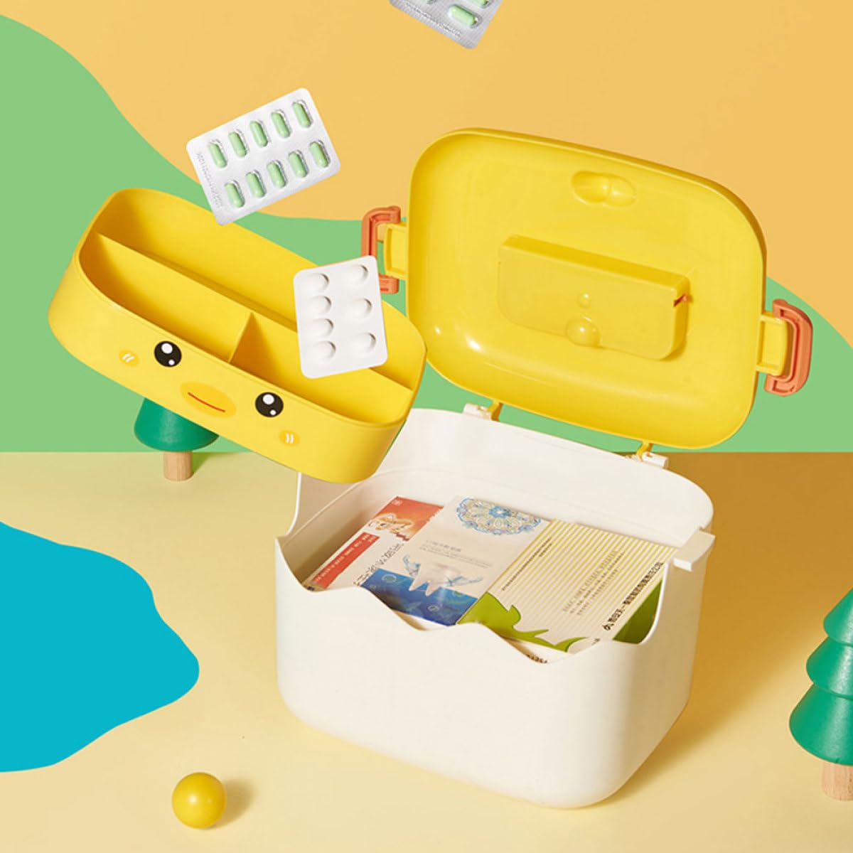 Hemobllo Contenitore per Medicine Casa Grande Capacità Scomparti, Organizzatore Multiuso per Farmaci e Primo Soccorso Domestico