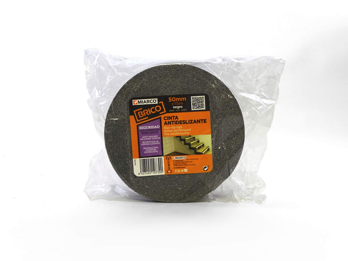 miarco 10739 10739-​Cinta Antideslizante Negro 50mm x 15m, 25mm x 15m