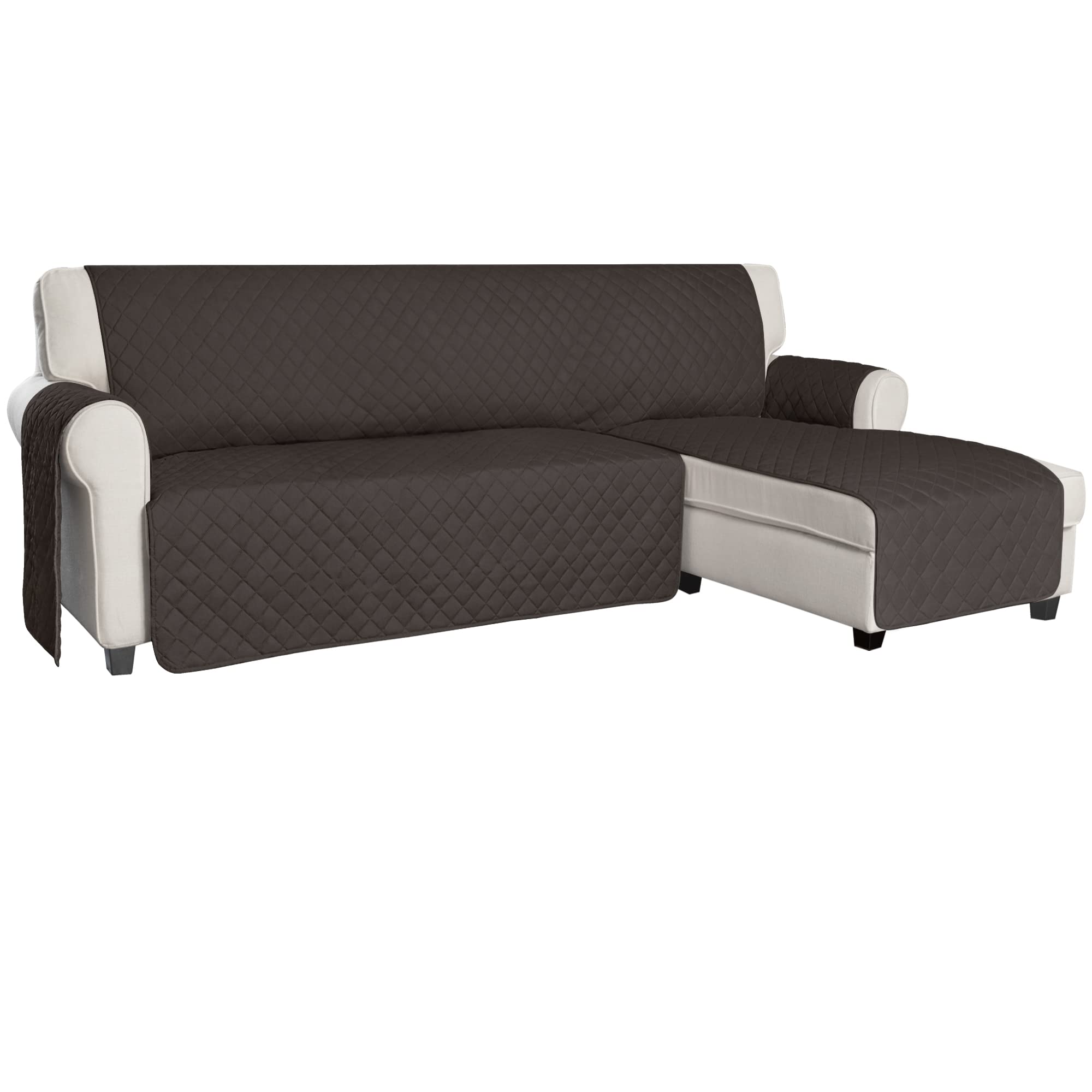 ISSUNTEX Sectional Couch Covers for Dogs, Reversible L Shaped Sofa Cover, Water Resistant Chaise Lounge Cover Furinture Protector for Kids Pets (Large, Chocolate/Chocolate )