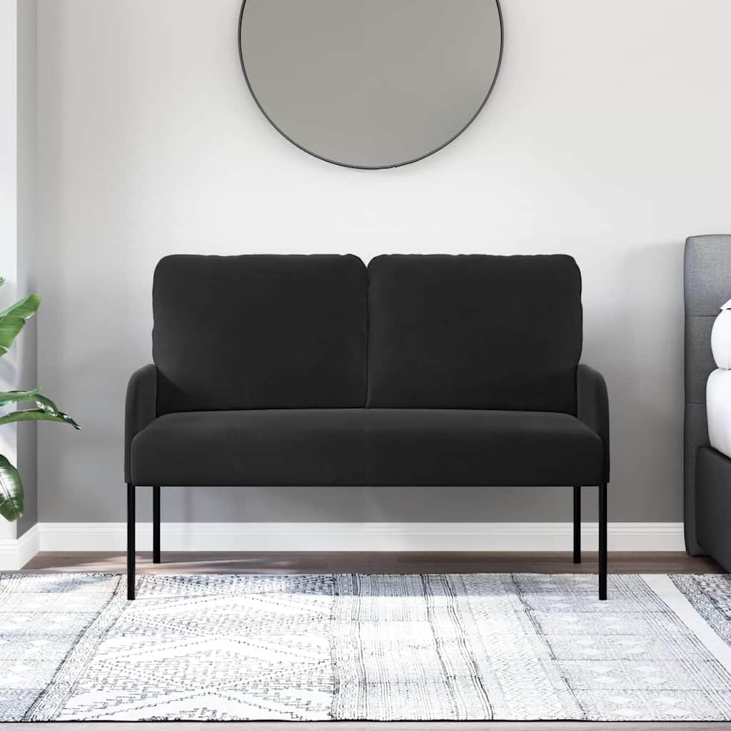 Sofa narożna z poduszką, 110 cm, czarna, sklejka, nowoczesny design, zestaw wypoczynkowy z funkcją spania i funkcją relaksu, do salonu, biura, salonu, salonu, salonu, salonu, komfortu