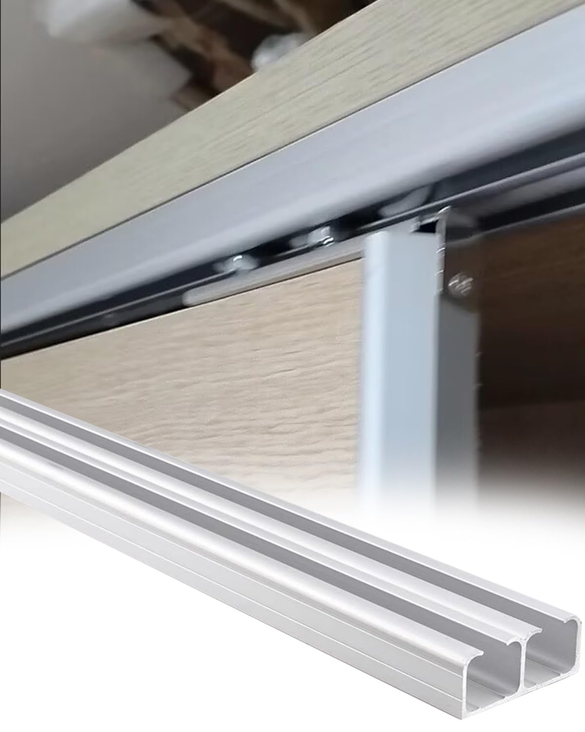 Minglez Sliding Door Kit Closet Sliding Door Track Kit 60 72 80 96 120 inches, Cabinet Pocket Door Hardware Kits for Kitchen/Pantry, Rieles para Puertas Corredizas(2450mm/96 inch)