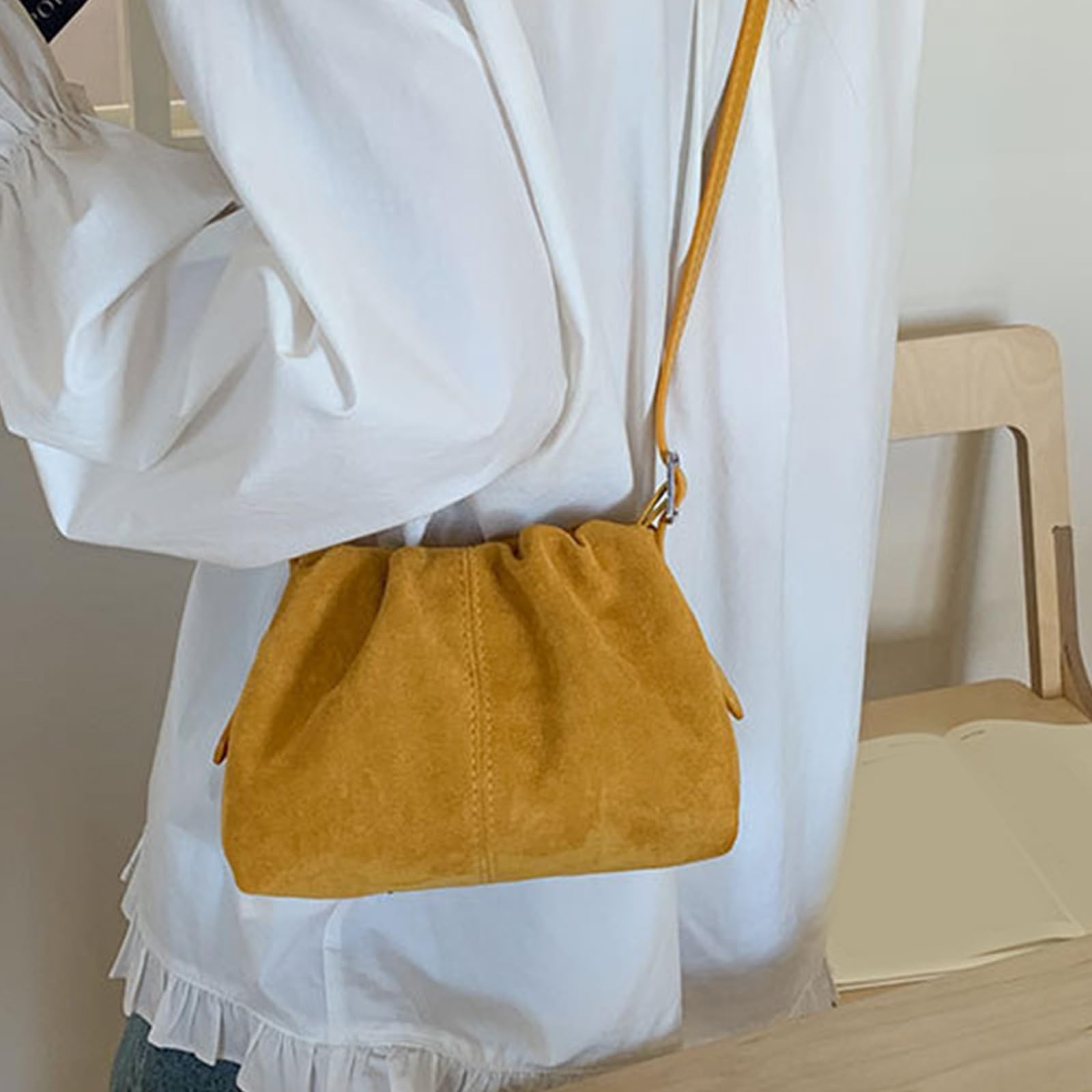 Retro Soft Shoulder Bag Women Trendy Tote with Top Handle Work Travel Everyday Essentials Purse Suedes Purse Shoulder Bag
