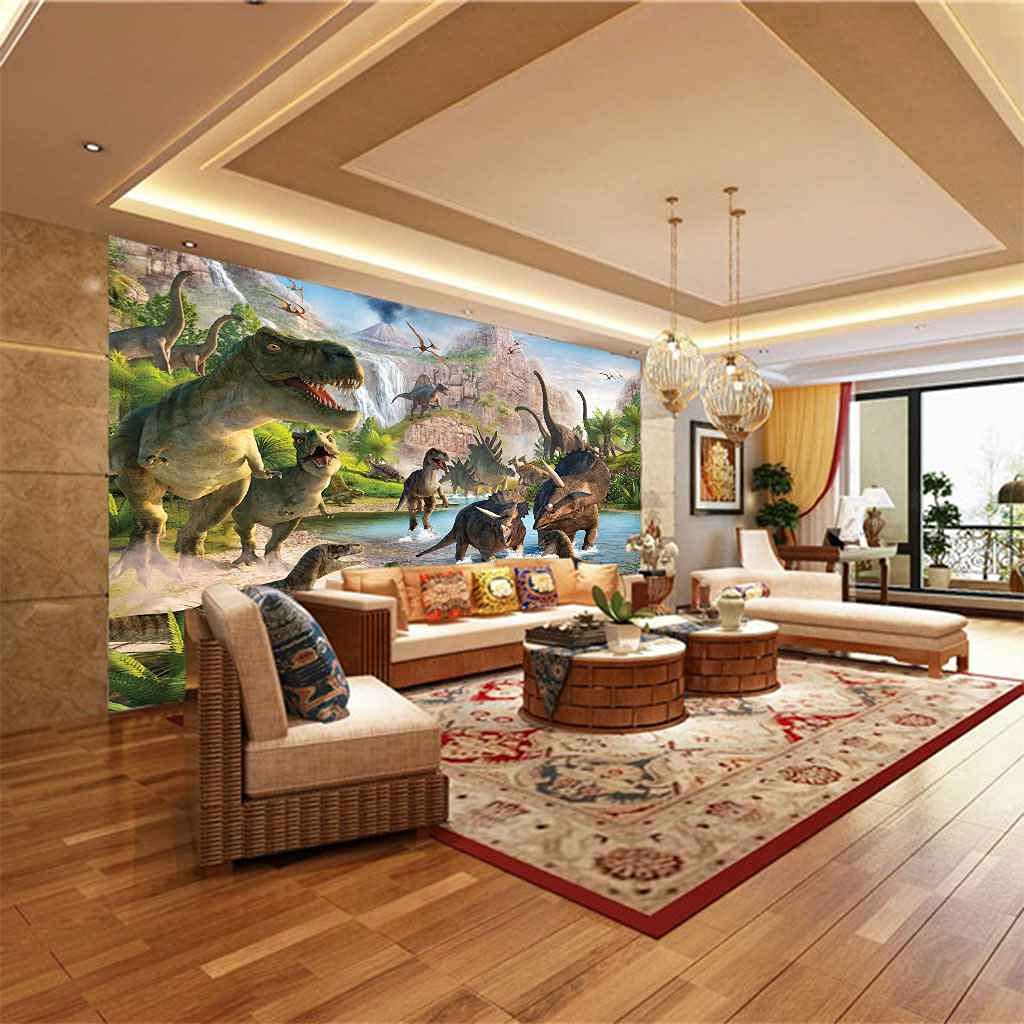 3D mural Poster Dinosaure animal vert (250x175cm) XXL étanche Panoramique mur papier Auto-Adhésif Toile Papier Peint Salon Photo murale l'art mur Stickers pour Enfant Chambre Bureau Décoration